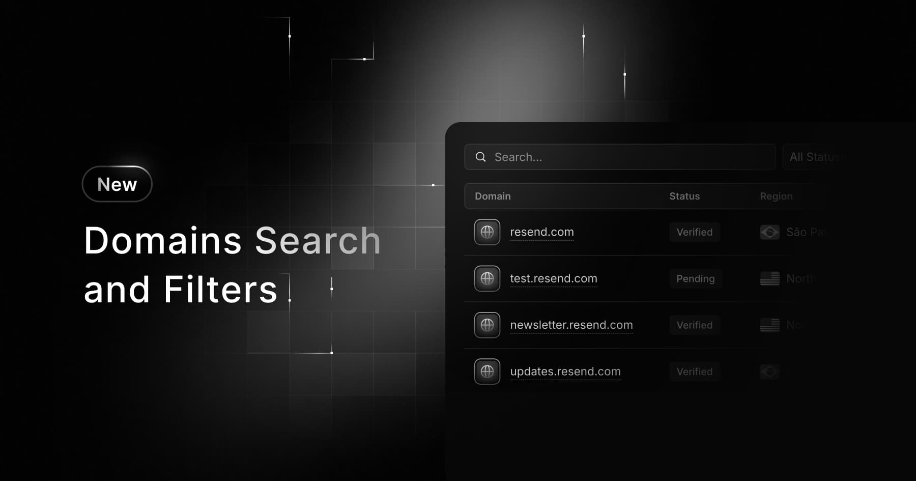 Domains Search and Filters